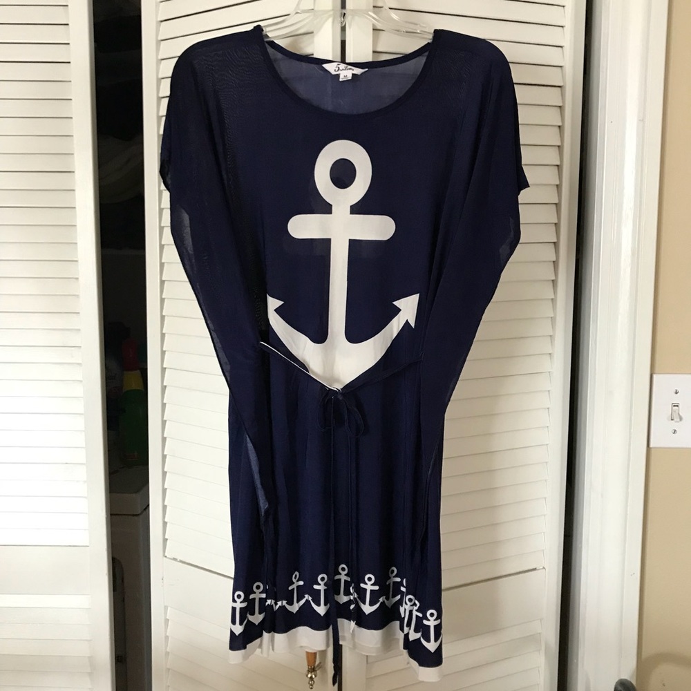 Anchor Dress/Coverup with Drawstring Waist